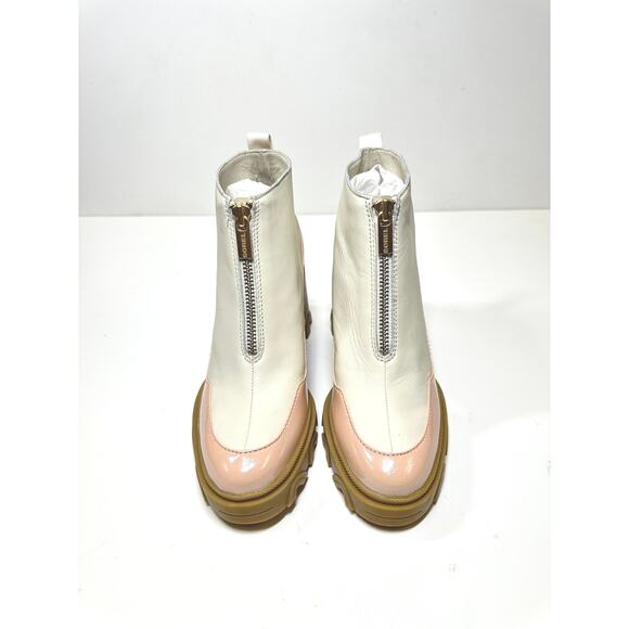 SOREL Waterproof Brex Zip Leather Ankle Boots in Chalk, Peach Sz 9 - Picture 5 of 15